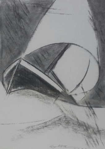 1 - la tempête, fusain sur papier,  2015,  40 x 50 cm,  80 €