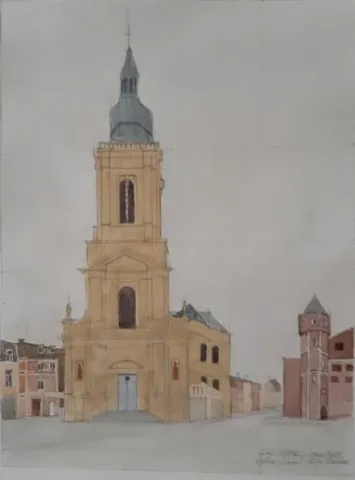 l'église Saint Gery de Cambrai, aquarelle