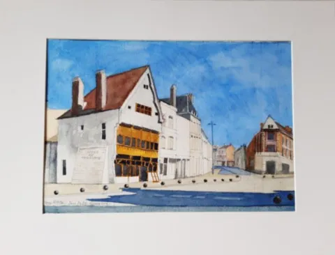 La Maison Espagnole à Cambrai, aquarelle sur Canson