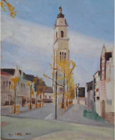 Le Beffroi de Cambrai, 33 x 41 cm, huile, 2022