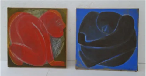 Soleil et Lune, 2 x ( 30 x 30 cm ), acrylique sur toile, 2009