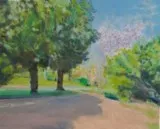 Entrée nord-est du jardin public de Cambrai, huile sur toile