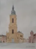 l'église Saint Gery de Cambrai, aquarelle