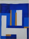  L'Usine Bleue, 18 x 24 cm, acrylique sur toile, 2004